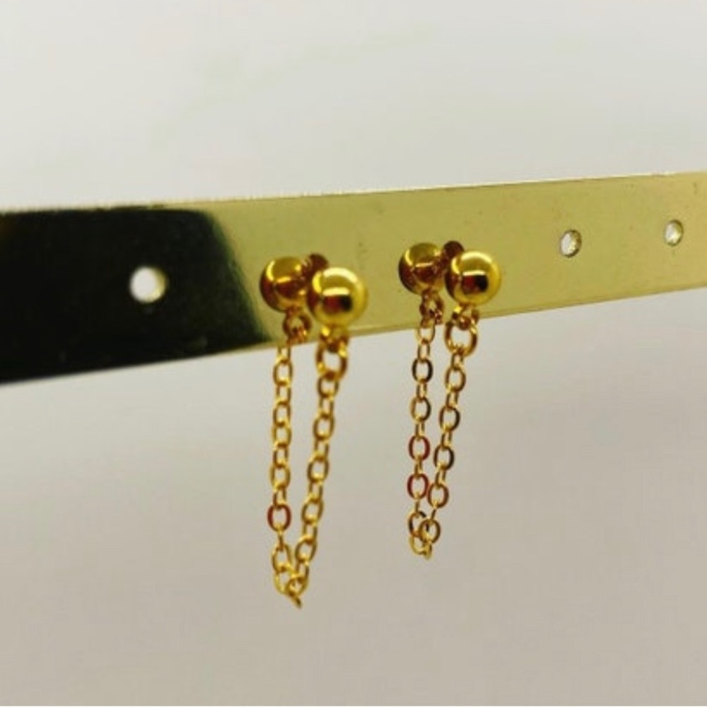 Chain Hoop Earrings / Gold Plated Chain Huggies